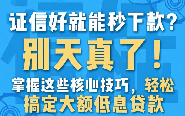 征信好就能秒下款?别天真了!掌握这些核心技巧,轻松搞定大额低息贷款