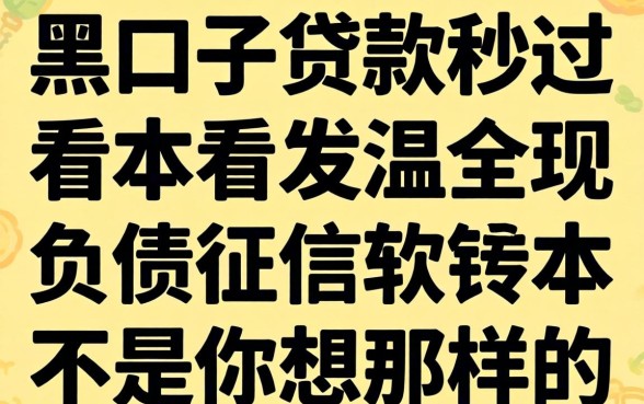 我试了几个黑口子贷款秒过2026，发现不看负债和征信的软件根本不是你想的那样