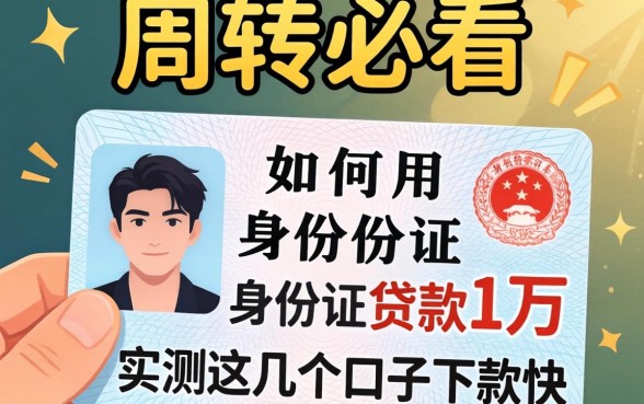 急需周转必看：如何用身份证贷款1万，实测这几个口子下款快