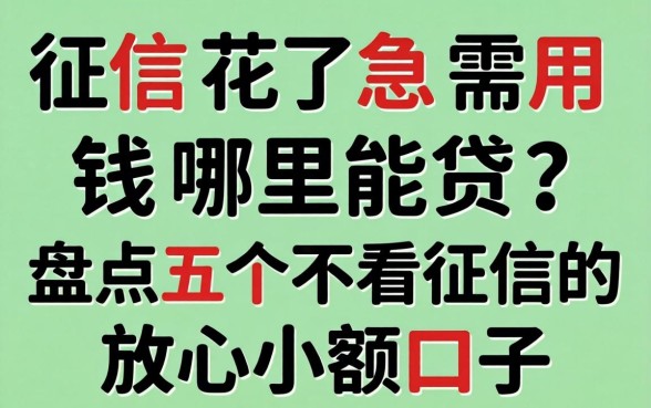 征信花了急需用钱哪里能贷?盘点五个不看征信的放心小额口子