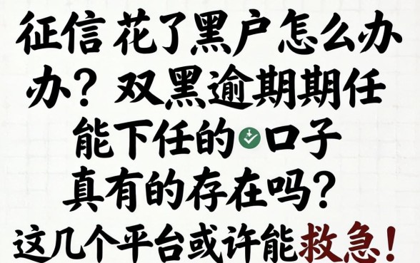 征信花了黑户怎么办？2026双黑逾期能下的口子真的存在吗？这几个平台或许能救急！