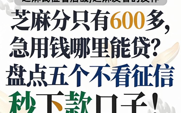 芝麻分只有600多,急用钱哪里能贷?盘点五个不看征信秒下款的口子!