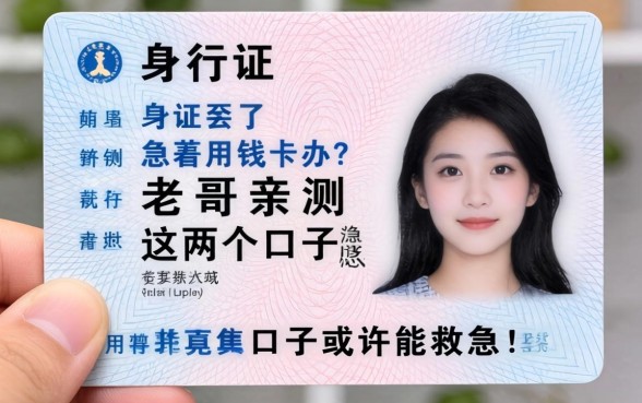 身份证丢了急着用钱咋办？老哥亲测这几个口子或许能救急！