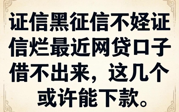征信黑征信不好征信烂最近网贷口子借不出来，这几个或许能下款