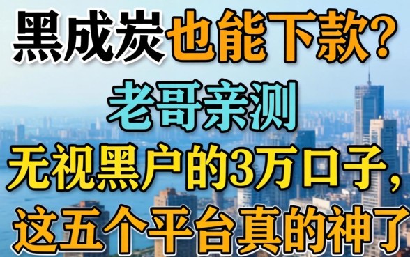 征信黑成炭也能下款?老哥亲测无视黑户的3万口子,这五个平台真的神了!