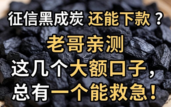 征信黑成炭还能下款?老哥亲测这几个大额口子,总有一个能救急!