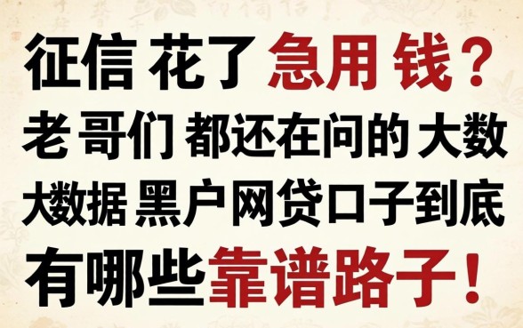 征信花了急用钱？老哥们都在问的大数据黑户网贷口子到底有哪些靠谱路子！