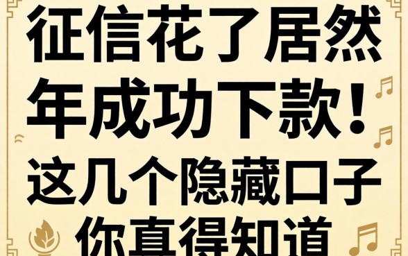 我征信花了居然在2026年成功下款,这几个隐藏口子你真得知道