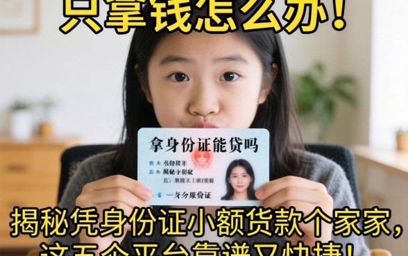 急需用钱怎么办?只拿身份证能贷吗?揭秘凭身份证小额贷款哪家好,这五个平台靠谱又快捷!