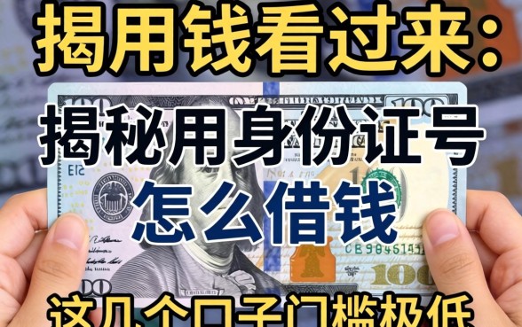 急用钱看过来：揭秘用身份证号怎么借钱，这几个口子门槛极低