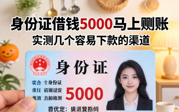 没有身份证借钱5000马上到账，实测几个容易下款的渠道
