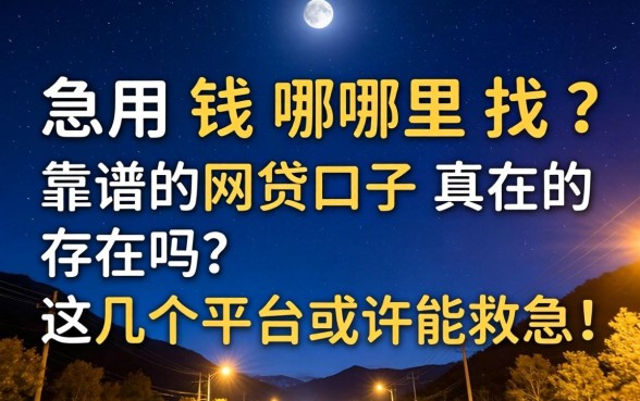 深夜急用钱哪里找？靠谱的2026网贷口子真的存在吗？这几个平台或许能救急！