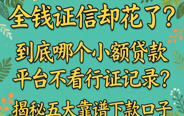 急需用钱征信却花了？到底哪个小额贷款平台不看征信记录？揭秘五大靠谱下款口子