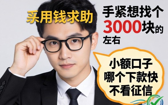 急用钱求助！手头紧想找个3000块左右的小额口子，哪个下款快不看征信？