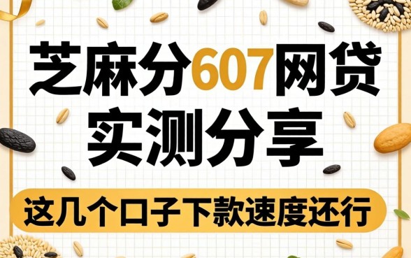芝麻分607网贷实测分享，这几个口子下款速度还行