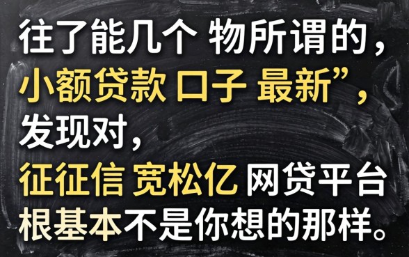 我试了几个所谓的小额贷款口子最新，发现对征信宽松的网贷平台根本不是你想的那样