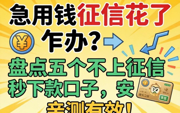 急用钱征信花了咋办？盘点五个不上征信秒下款的口子，亲测有效！