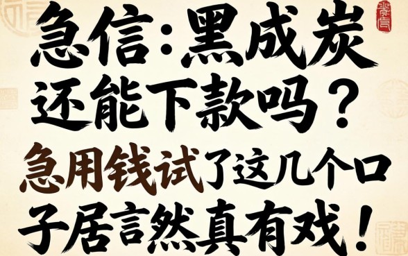 征信黑成炭还能下款吗？急用钱试了这几个口子居然真有戏！