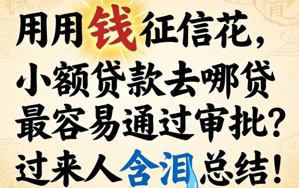 急用钱征信花，小额贷款去哪贷最容易通过审批？过来人含泪总结！