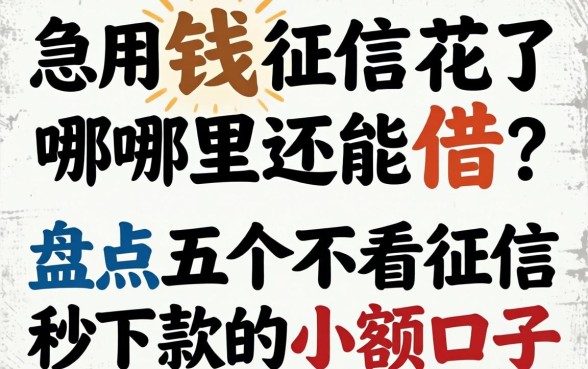 急用钱征信花了哪里还能借?盘点五个不看征信秒下款的小额口子