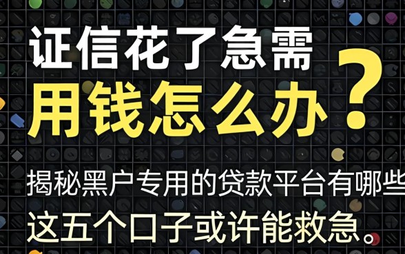 征信花了急需用钱怎么办？揭秘黑户专用的贷款平台有哪些呢，这五个口子或许能救急