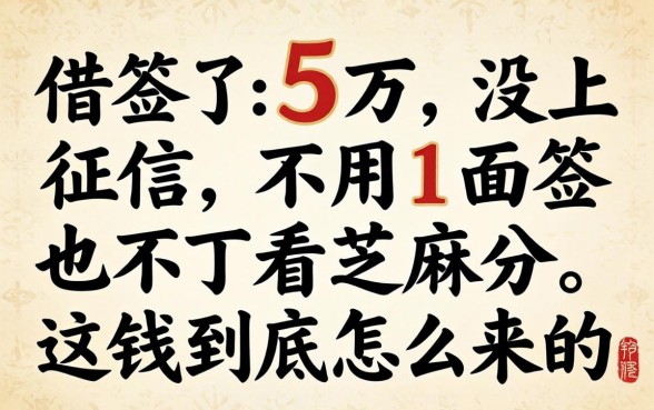 我借了5万没上征信，不用面签也不看芝麻分，这钱到底怎么来的