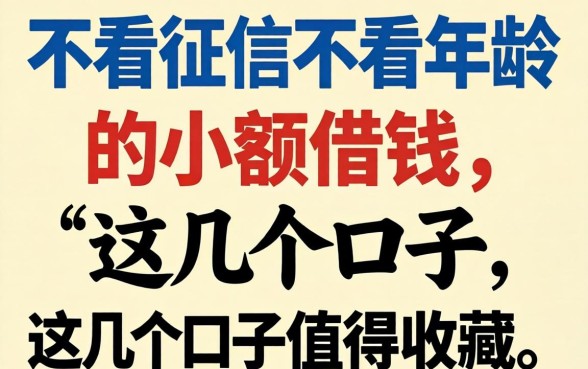 揭秘不看征信不看年龄的小额借钱，这几个口子值得收藏