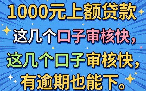 直接借1000元小额贷款:这几个口子审核快,有逾期也能下