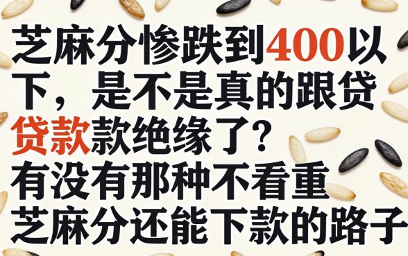 芝麻分惨跌到400以下，是不是真的跟贷款绝缘了？有没有那种不看重芝麻分还能下款的路子？