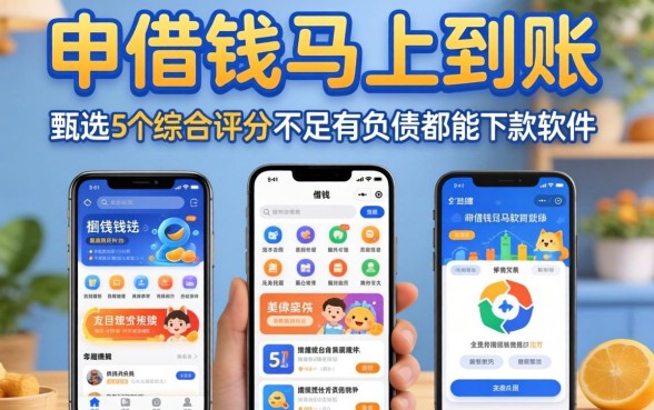 马上借钱马上到账的软件，甄选5个综合评分不足有负债都能下款软件
