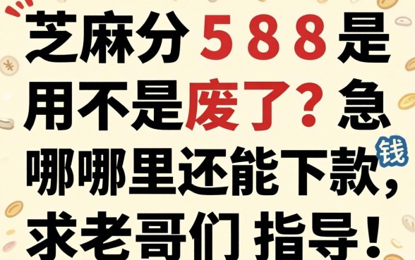 芝麻分588是不是废了？急用钱哪里还能下款，求老哥们指点！