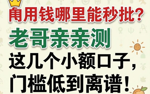 急用钱哪里能秒批?老哥亲测这几个小额口子,门槛低到离谱!