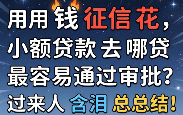 急用钱征信花，小额贷款去哪贷最容易通过审批？过来人含泪总结！