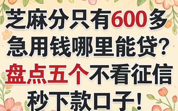 芝麻分只有600多,急用钱哪里能贷?盘点五个不看征信秒下款的口子!