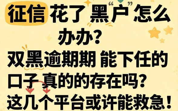 征信花了黑户怎么办？2026双黑逾期能下的口子真的存在吗？这几个平台或许能救急！