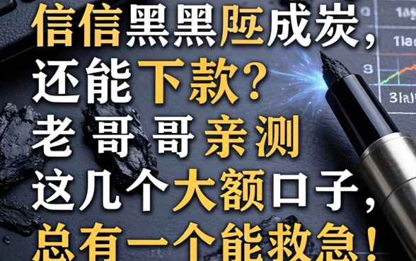 征信黑成炭还能下款?老哥亲测这几个大额口子,总有一个能救急!