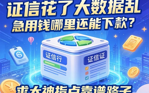 征信花了大数据乱,急用钱哪里还能下款?求大神指点靠谱路子!