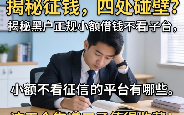 急需用钱却四处碰壁？揭秘黑户正规小额借钱不看征信的平台有哪些，这五个靠谱口子值得收藏！