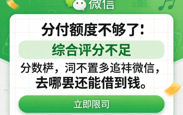 微信分付额度不够,综合评分不足去哪里还能借到钱