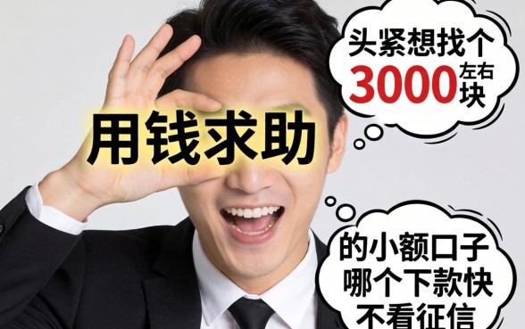 急用钱求助！手头紧想找个3000块左右的小额口子，哪个下款快不看征信？