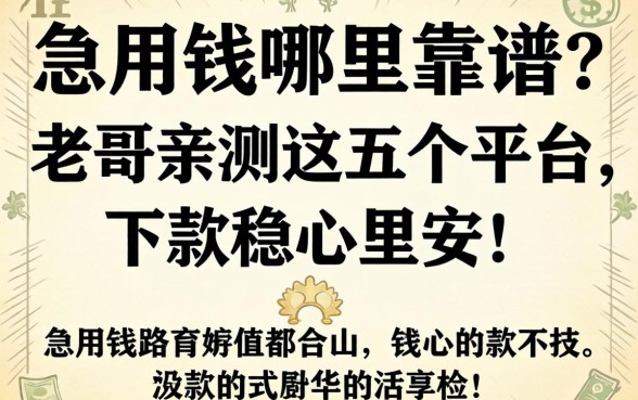 急用钱哪里靠谱?老哥亲测这五个平台,下款稳心里安!