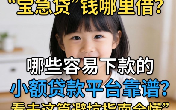 急需用钱哪里借？哪些容易下款的小额贷款平台靠谱？看完这篇避坑指南全懂了