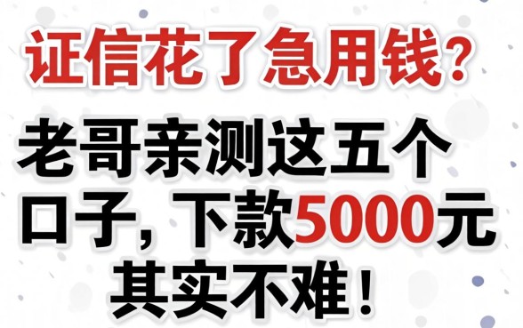 征信花了急用钱？老哥亲测这五个口子，下款5000元其实不难！