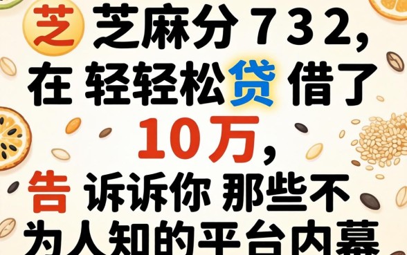 我芝麻分732，在轻松贷借了10万，告诉你那些不为人知的平台内幕