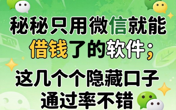 揭秘只用微信就能借钱的软件,这几个隐藏口子通过率不错