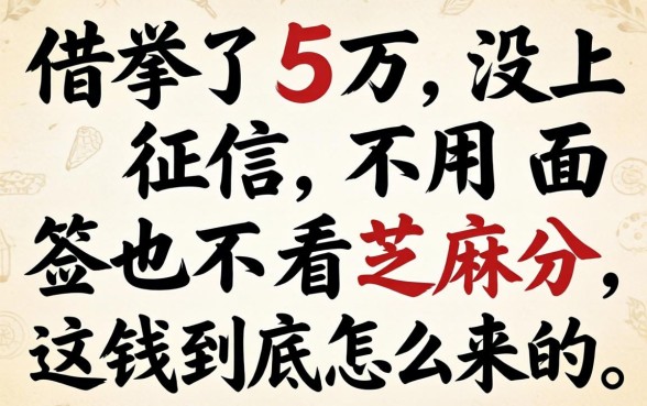 我借了5万没上征信，不用面签也不看芝麻分，这钱到底怎么来的