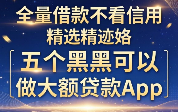 小额借款不看信用的，精选五个黑户可以做大额贷款app