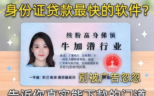 身份证贷款最快的软件？别被广告忽悠，告诉你真实能下款的门道