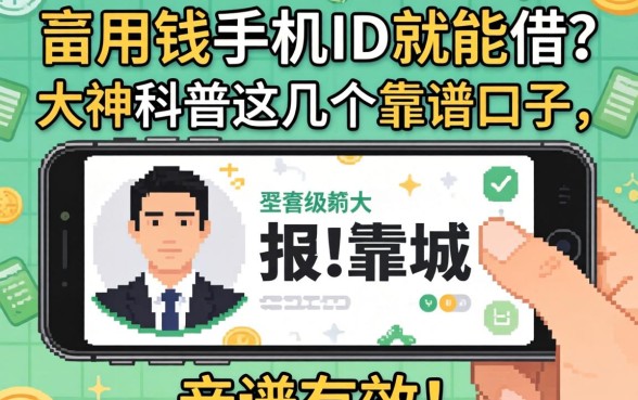 急用钱手机ID就能借?大神科普这几个靠谱口子,亲测有效!