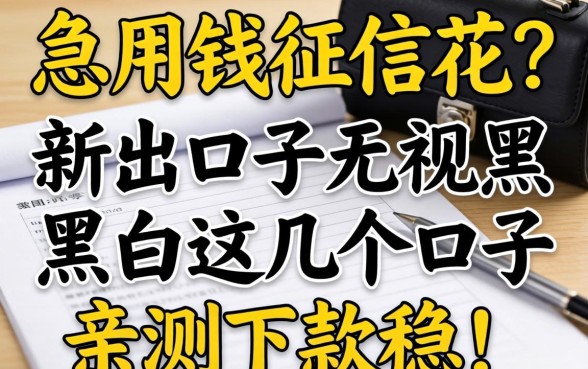急用钱征信花？2026新出口子无视黑白，这几个口子亲测下款稳！